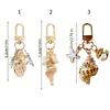Oceanic Shell Alloy Keychain Pearls Accent Lightweight Versatile Purse Charm Jewelry Multi Functional Accessory