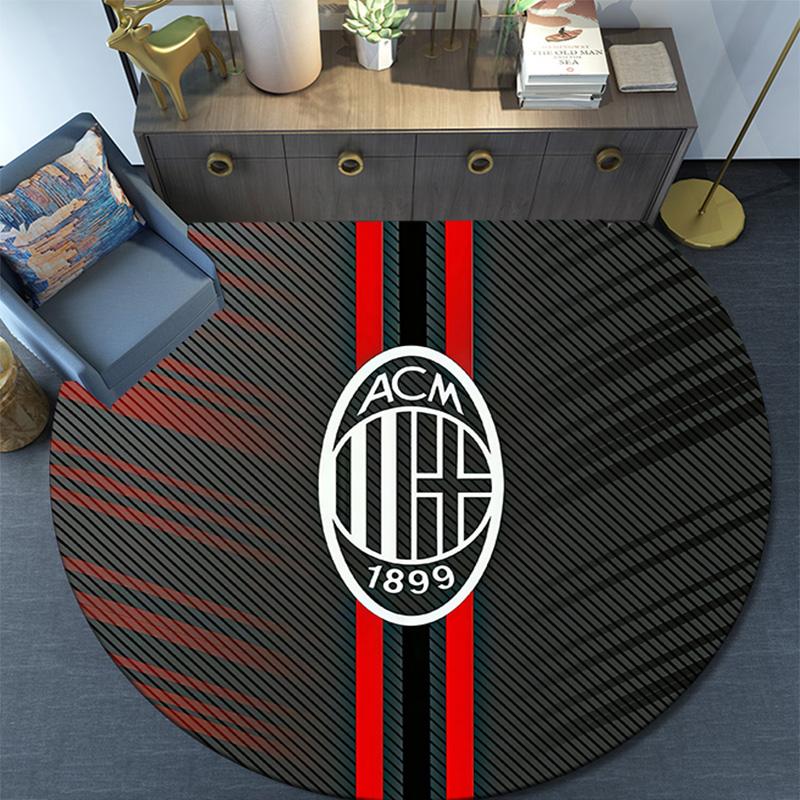 Associazione Calcio Milan Round Area Rug,Carpet Rug for Living Room Bedroom Sofa Playroom Decor,Non-slip Floor Mat