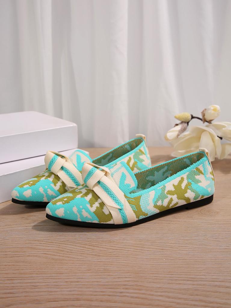 Large size spring and autumn new color matching comfortable single shoes European and American light mouth flying woven women's shoes low heel