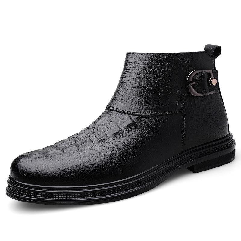 Men s British Style Mid-Top Leather Boots - Autumn Trend Business Casual Shoes, Large Sizes Available 43