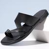 Men Black Leather Slippers Simple Flats Flip Flop Summer Brown Outdoor Roman Sandals Outdoor Beach Shoes for Father Over Sized