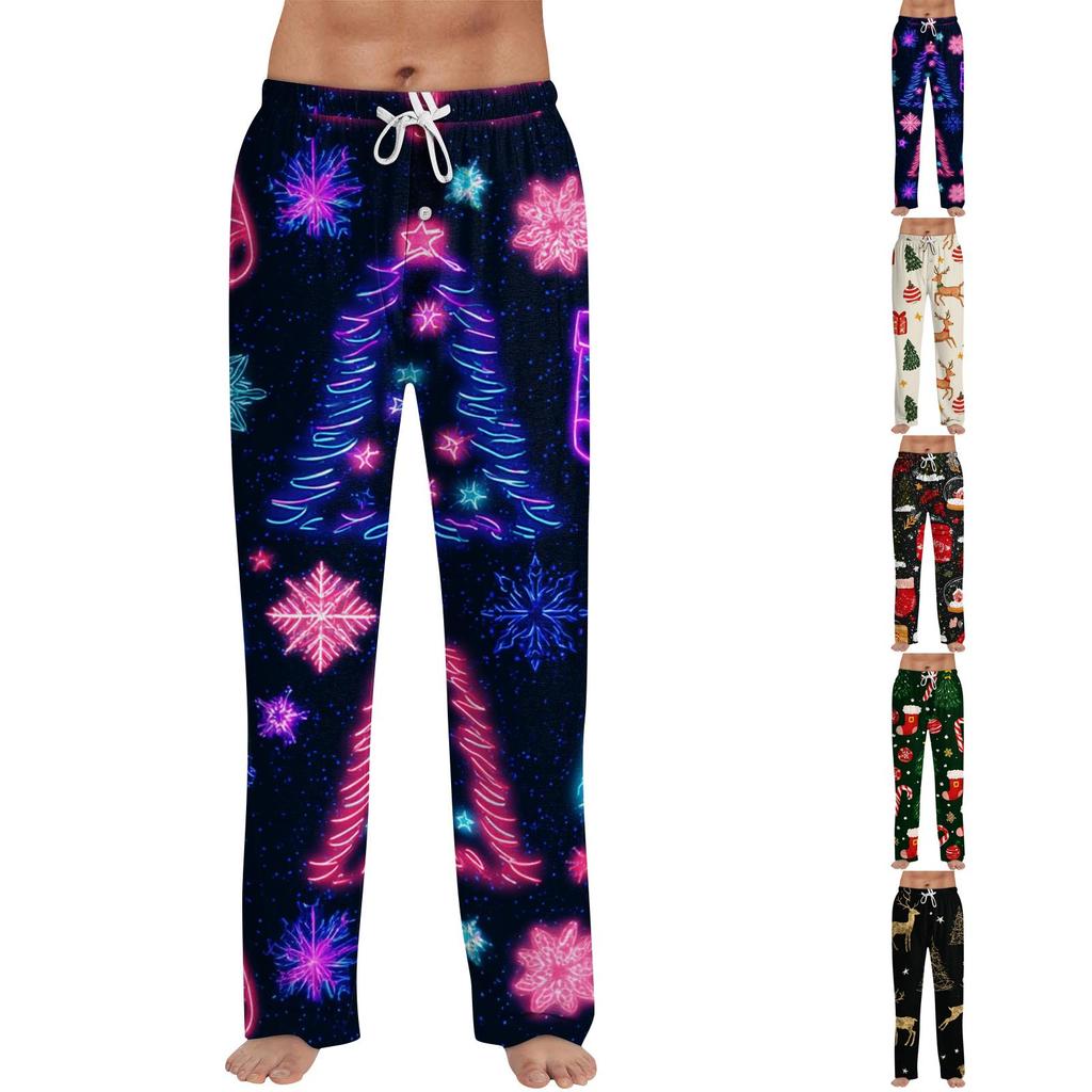 Men's Christmas Print Pajama Pants for and Sleep