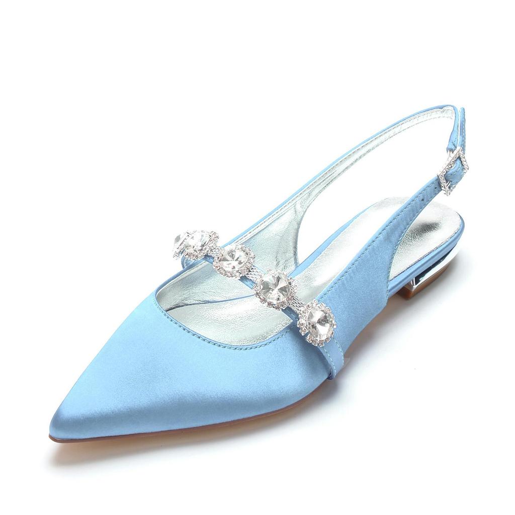 Pointed single shoes women's summer maternity shoes low heel four seasons large size women's shoes spring and autumn satin rhinestone single shoes