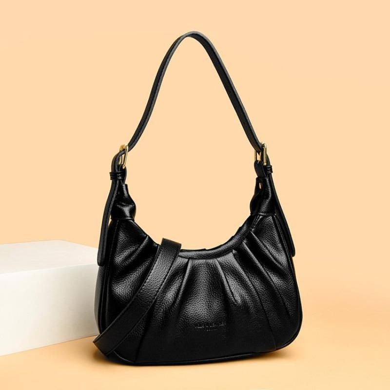 Geantă de umăr pentru femei cu design minimalist - Geantă de mână plisată uni, Geantă crossbody la modă potrivită pentru uz zilnic și cumpărături
