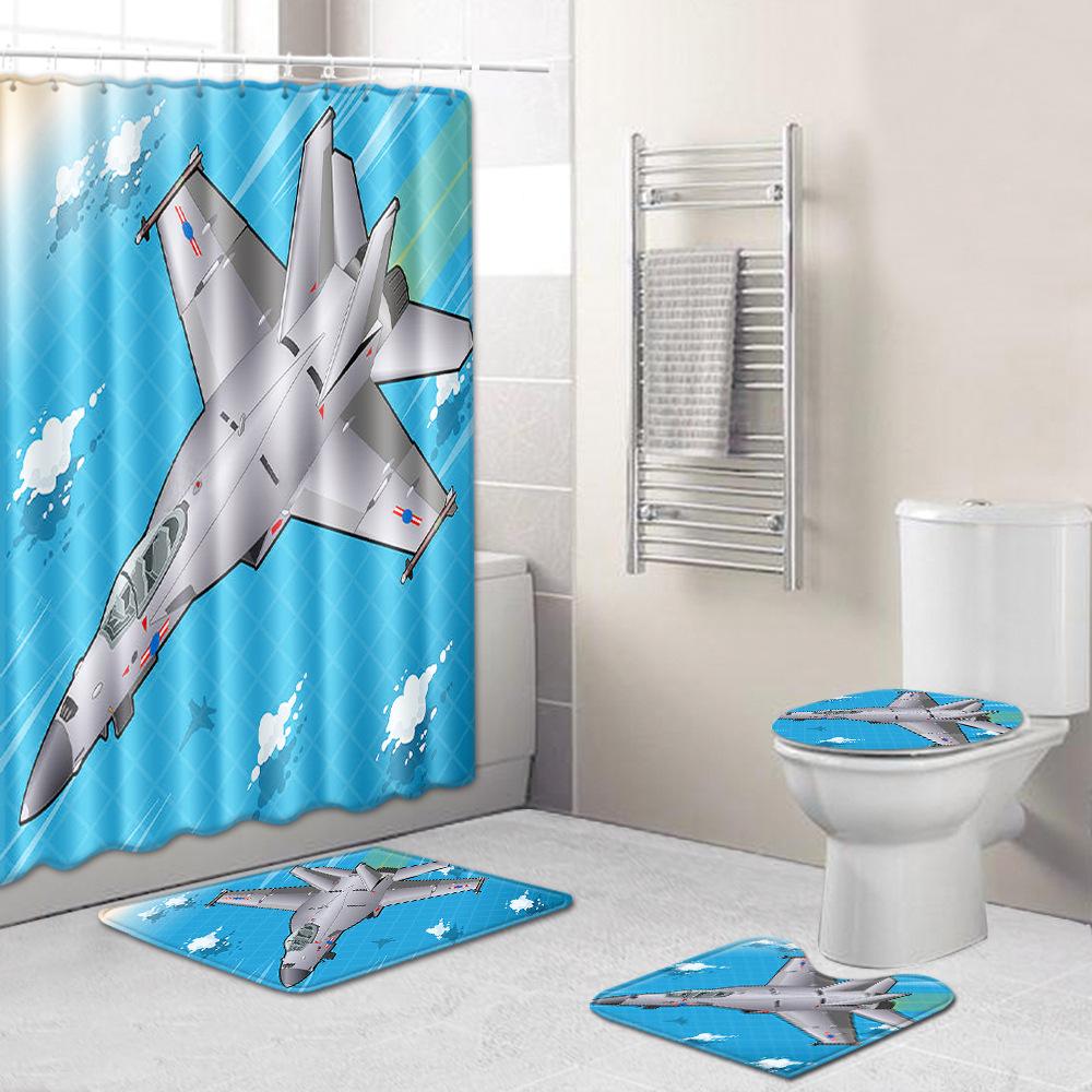 Creative Bathroom Non-Slip Floor Mat, Shower Curtain Combination Carpet, European And American Style Explosion Woman