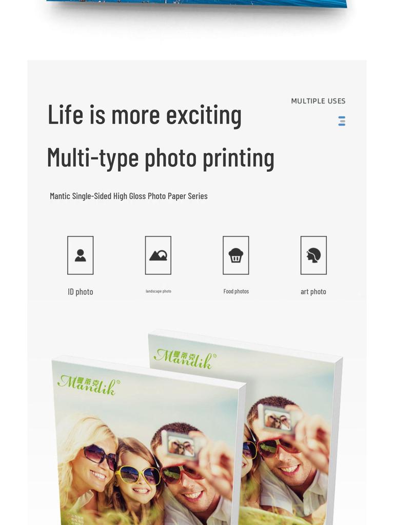 Vysoce lesklý inkoustový fotografický papír - velikosti A4, 5'' a 6'' pro tisk fotografií