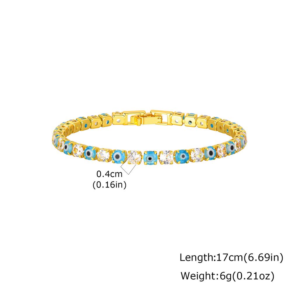Colorful Crystal Tennis Bracelet For Women Fashion Cubic Zirconia Bracelets Devil's Eye Chain Bracelet Luxury Jewelry Gift