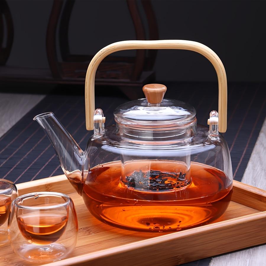 1pc High Borosilicate Glass Teapot with Bamboo Handle - Boil & Brew Tea, Detachable Infuser for Flower Tea & Herbal Tea - Home Use