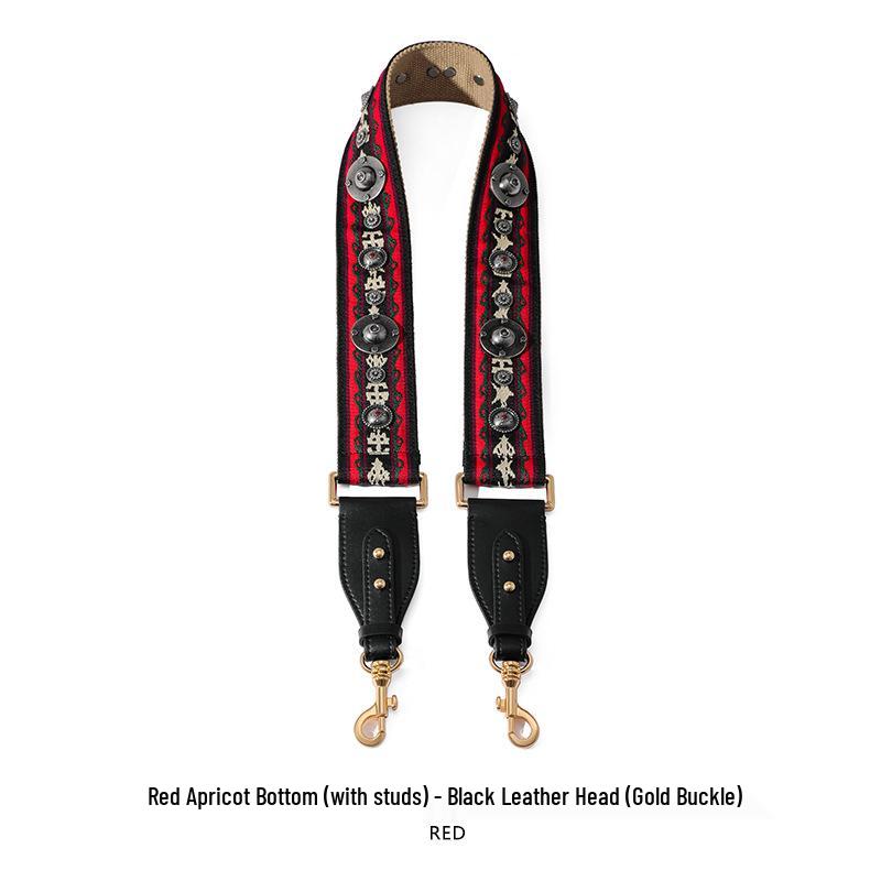 Ma Huang Shi Women's Genuine Leather Vintage Saddle Bag Strap with Rivets