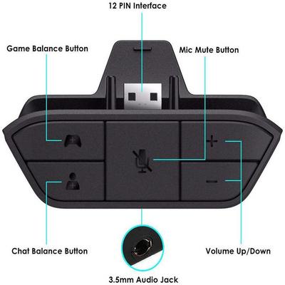 Stereo Headphone Adaptor with Audio Balance Control 3.5mm Jack for Xbox One Wireless Game Controller Anti-Wear Anti-Dirt Design