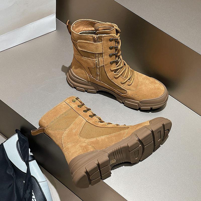 Fashion Work boots for women in spring 2025 new thick soled suede short boots for hiking and hiking casual boots