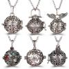Aromatherapy Angel Wings Colorful Zircon Cage Locket Necklace Glowing Warm Ball Woman Fashion Gift Diffuser Pendant Jewelry