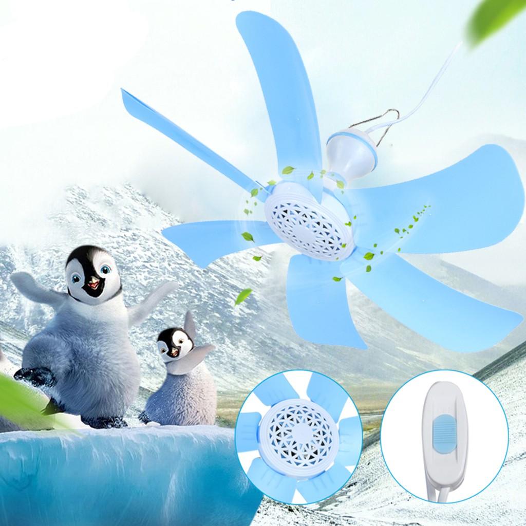 220V Tragbarer 6-Blatt Mini-Deckenventilator Einfach aufhängbar Einfach aufhängbar Netzstecker Schalter 7W Neu