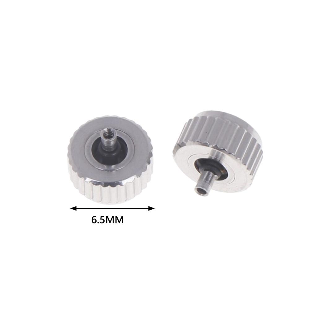 2 Piece Silver Color Steel Watch Crown 4.5Mm-7Mm Head Diameter With Flat Tube For Watches Repair L4429