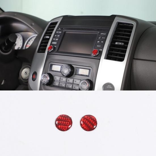 Red Carbon Fiber Volume Adjustment Knob Trim Sticker For Nissan Frontier 2009-17