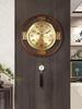 New Chinese style wall clock living room home entrance solid wood wall clock simple atmospheric silent clock