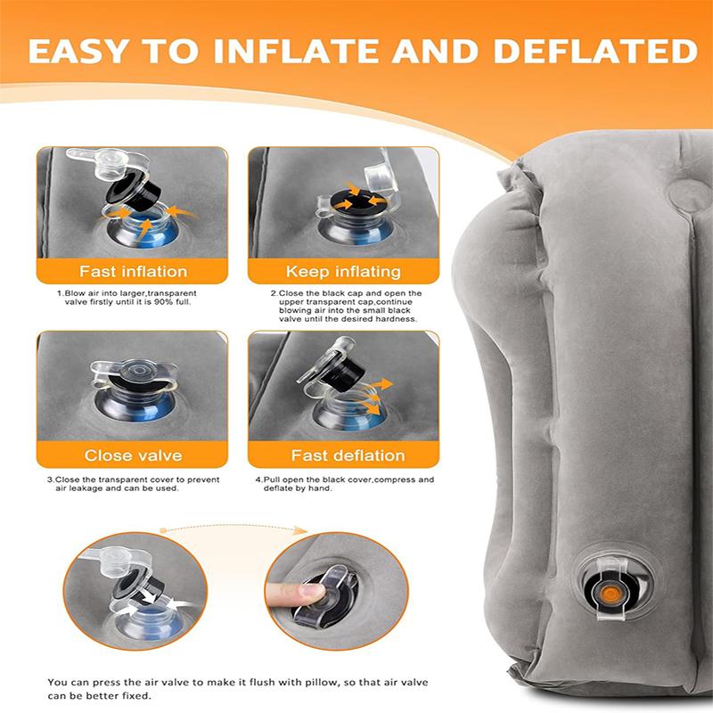 Aufblasbares Reisekissen mit neuem Muster, tragbares Nackenstützkissen mit Kinnstütze für Flugzeug, Auto, Bus, Zug, Büro, Nickerchen-Stützkissen