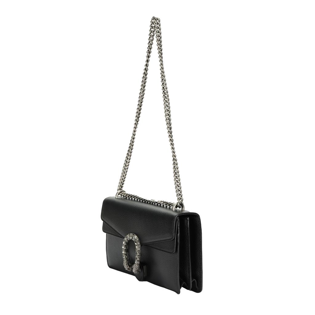 Gucci Dionysus Versatile Solid Color Tiger Head Buckle Chain Leather Handheld Crossbody Shoulder Bag Small Women bags Black 400249-CAOGN-8176