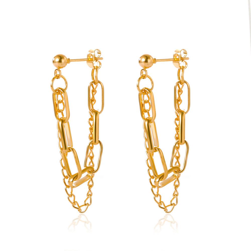 Punk metal Long Chain Earrings For Women Tassel Jewelry Simple Metal Stud Earring Boucle DOreille