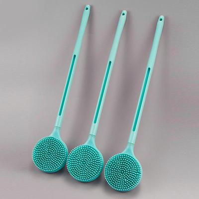 Brosse de Bain et de Douche en Silicone Double Face à Manche Long pour le Gommage du Dos et le Massage