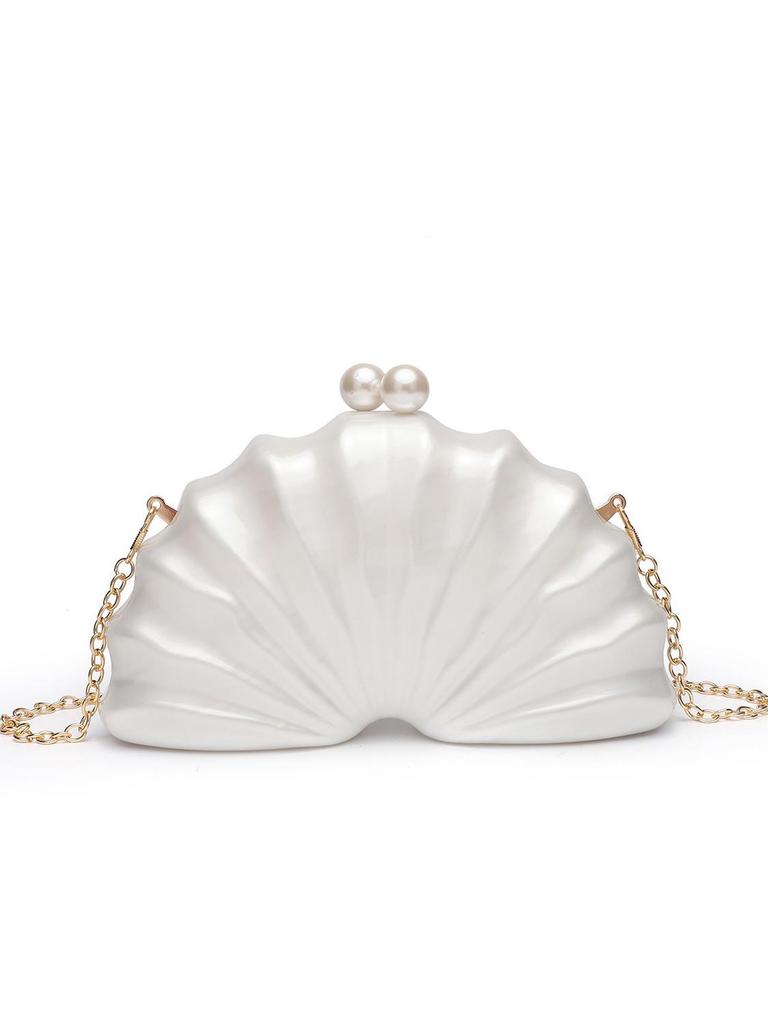 Women's Stylish One-Shoulder Crossbody Bag: Irregular Shell Acrylic Clutch for Weddings & Banquets