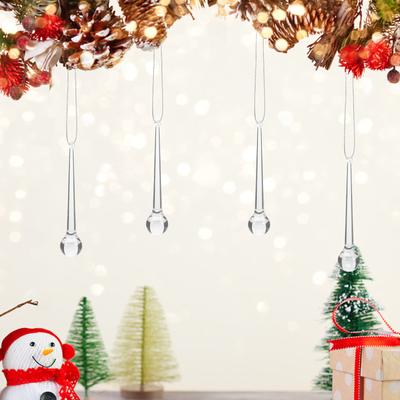 6pcs Water Drop Ice Column Hanging Ornaments Acrylic Christmas Tree Decorations Xmas Party Props Icicle Pendant Home Wall Window