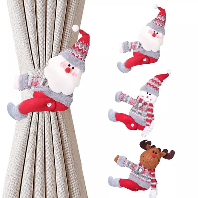 Nuovo Natale Babbo Natale Alce Finestre Cartone Animato Bambola Tenda Decor Buon Natale Decorazioni Casa Natale