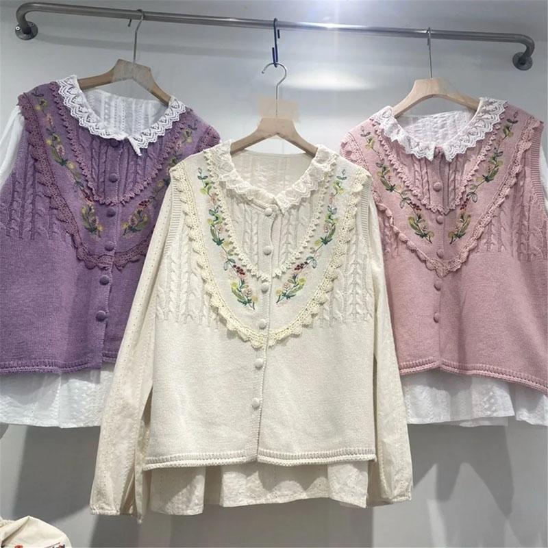 Knitted Vest Women Oversize Undershirt Sleeveless Tops Loose Sweater Vest Thickened Casual Round Neck Vest