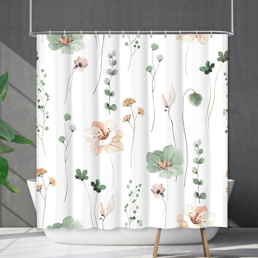 Shower Curtain Waterproof And Mildew-Proof 3D Digital Printing Plant Printing Shower Curtain Child Bathroom Partition Curtain