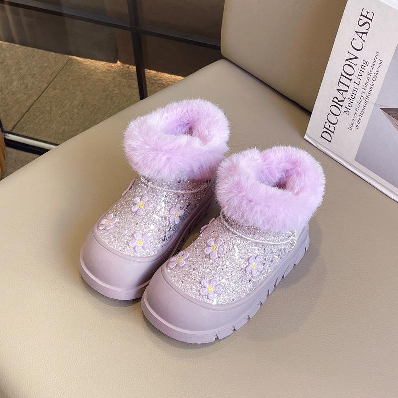 

Девичьи зимние ботинки Детская обувь Хлопковая обувь Осень и зима Детские ботинки для девочек Плюс бархат Толстые Водонепроницаемые 34 фиолетовый