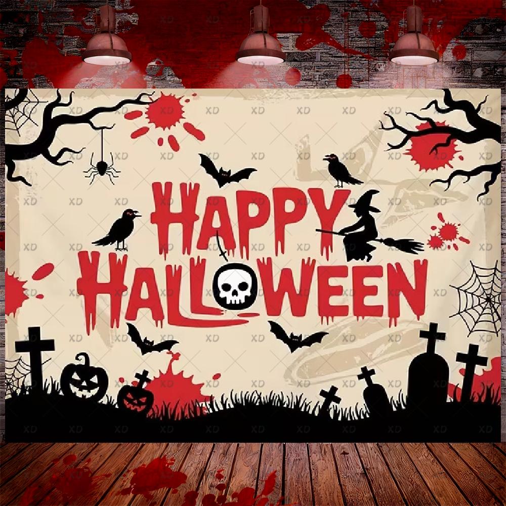 Halloween party decorations: backdrop, evil clown, skull balloon, background decor, scary haunted house, b19