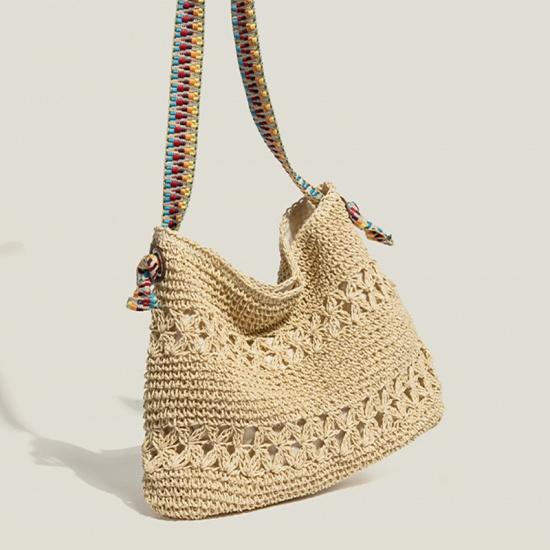 Vintage Ethnic Style Casual Beach Vacation Bag Large Capacity Simple Commuting Lazy Style Single Shoulder Tote Bag