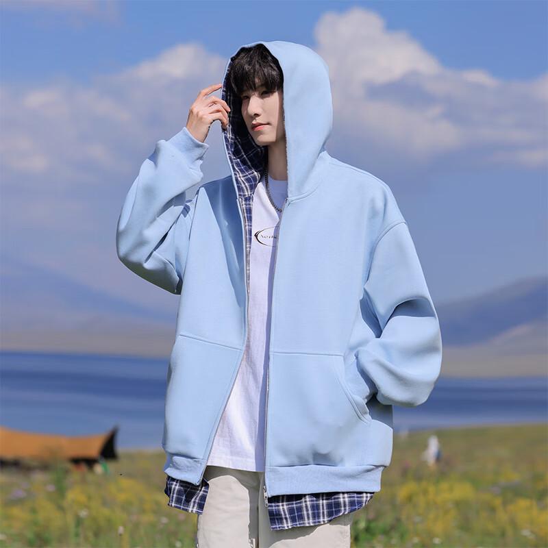 VUUG Men's Plaid Hooded Cardigan Sweatshirt