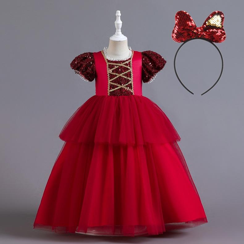 Dívčí šaty princezna Puffy Mesh Sukně Večerní šaty Dlouhé šaty