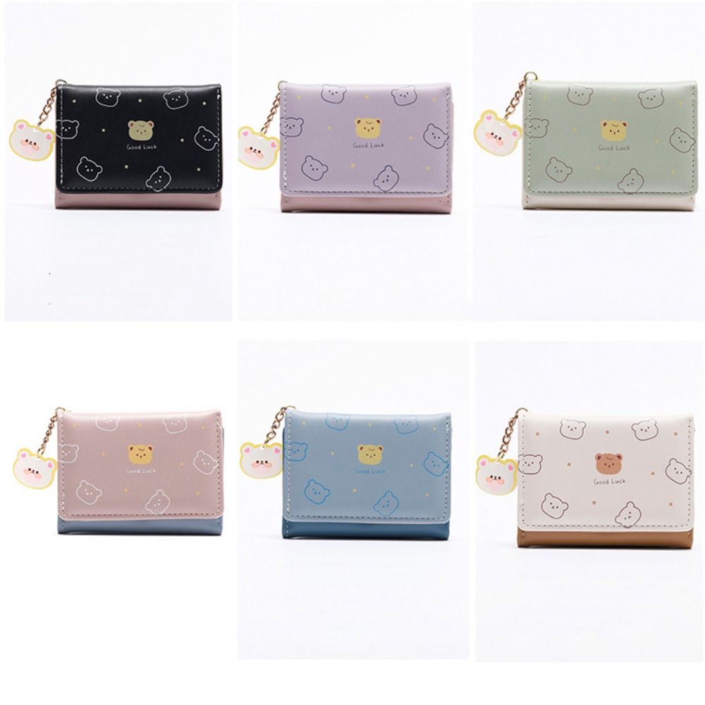 Cartoon Bear Print Wallet Multi-slot Coin Purse Mini Short Wallet  Daily Match
