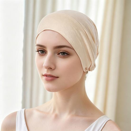 Berretto Foulard Monocolore da Donna Regolabile Traspirante Elasticizzato Antiscivolo Cotone Sottocappello Sotto Foulard Cappello Interno Cappello da Notte per Dormire Cuffia per Capelli