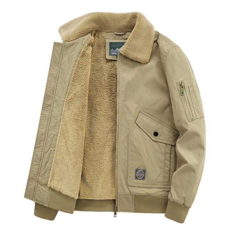 Giacca invernale da uomo in pile addensato caldo giacca casual da uomo cappotto in lana di agnello moda giacca a vento militare