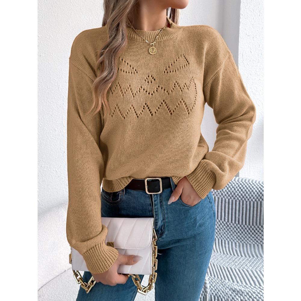 Women's Knitted Sweater - Solid Colour Lace-Up Lantern Sleeve Pullover Halloween Ladies' Top