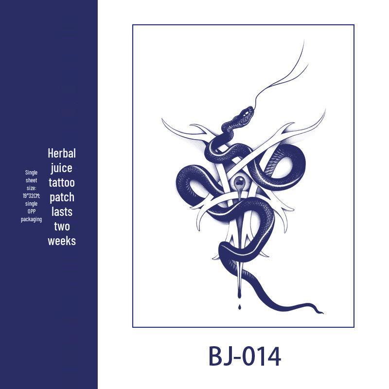 Men's Semi-Permanent Herbal Waterproof Tattoo Stickers - Long-Lasting, Non-Reflective Full Arm Cover