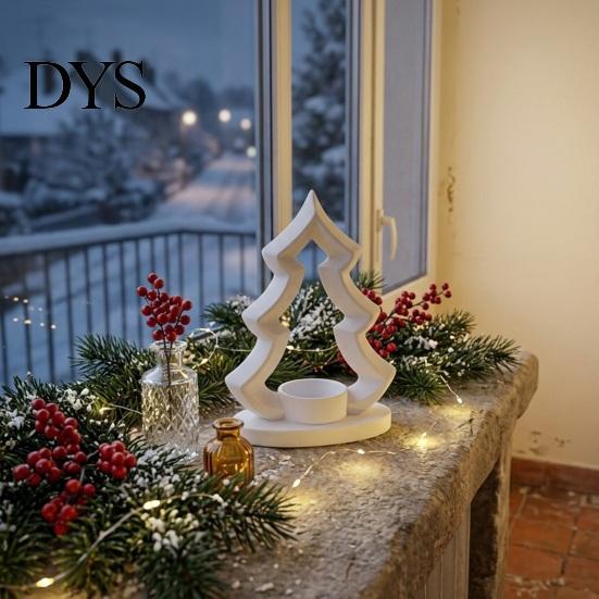 Minimalist Festive Accessory Christmas Tree Candle Holder, 3D Printed Tealight Stand, Rustic Indoor Holiday Ornament Farmhouse Dining Table