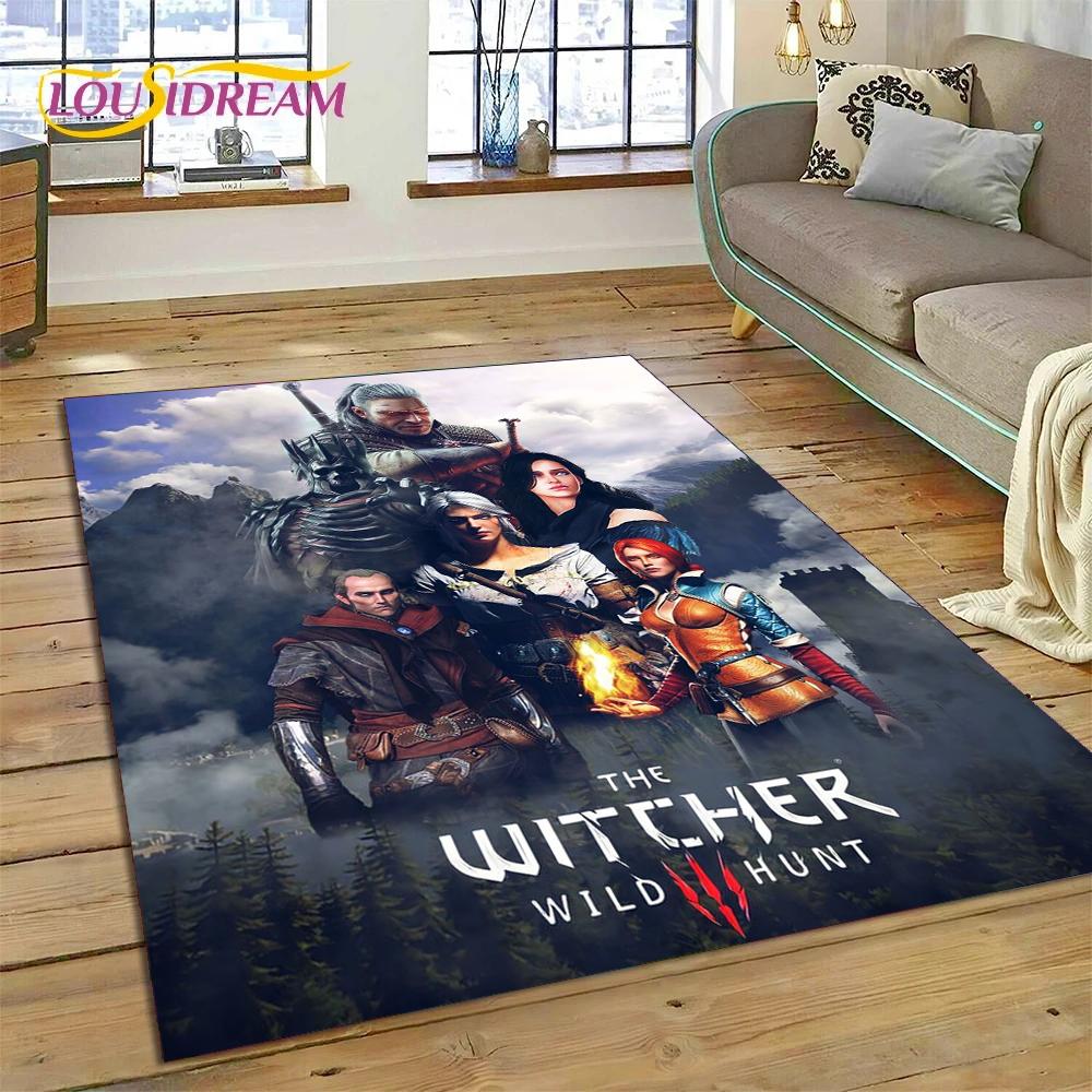 Tappeto The W-Witcher 3 Game Wild Hunt per Soggiorno Camera da Letto Decorazione Casa, Tappetino Antiscivolo Decorazione per Divano Zerbino