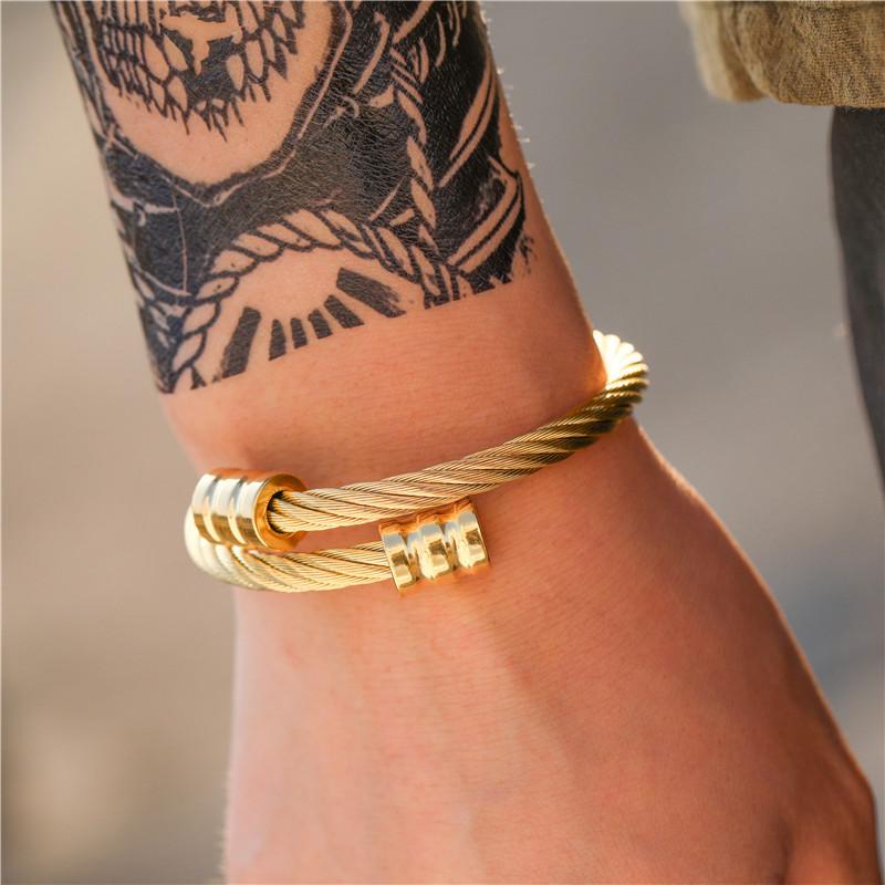 Bracciale Geometrico in Acciaio Inossidabile per Uomo Donna Gioielli alla Moda Regalo per Viaggio