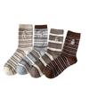 Winter Polar Bear Cashmere Socks Contrasting Stripes Retro Medium Tube Socks Warm Versatile Tall Wool Socks