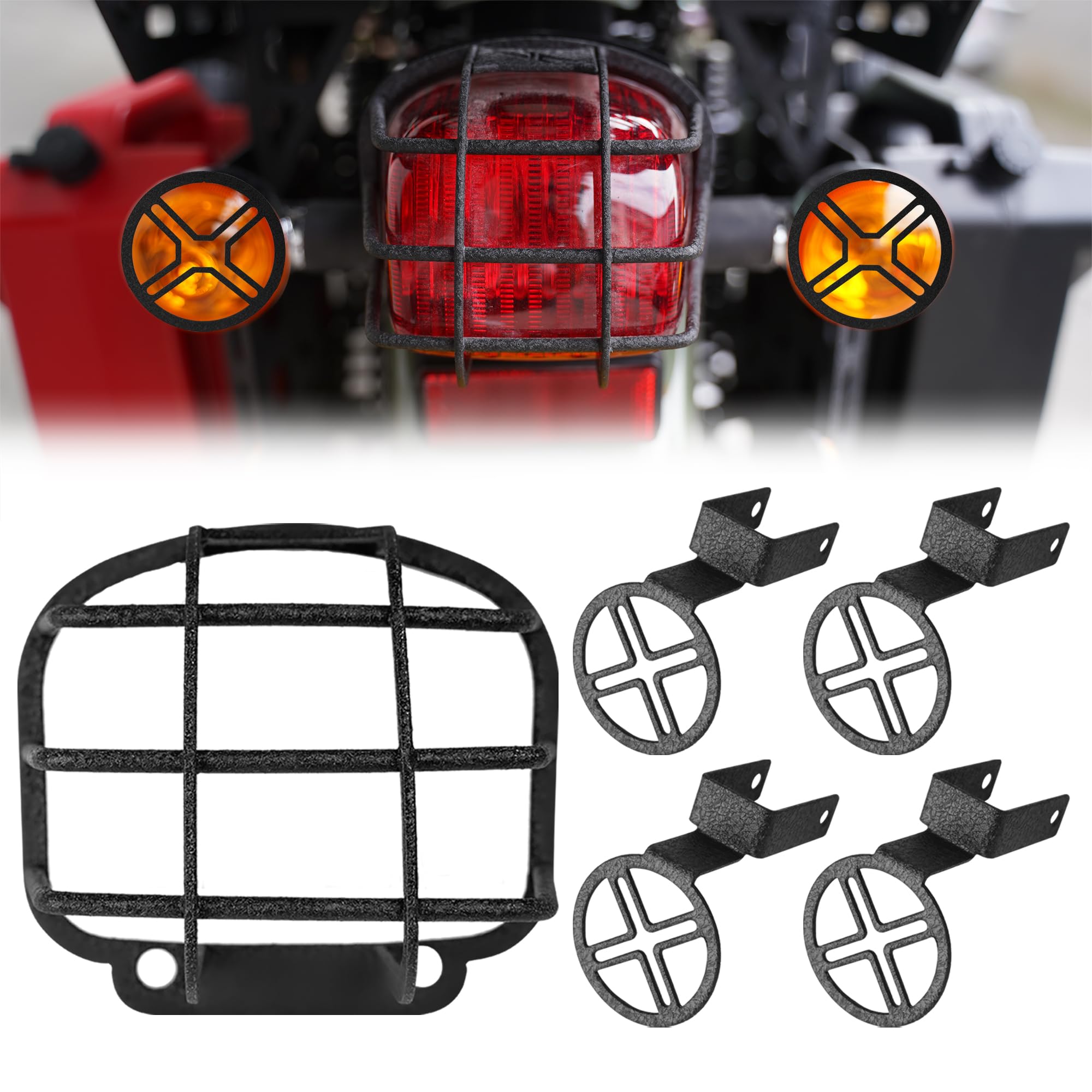 

Vancroser Cross Cub 110 Tail Light Covers and Turn Signal Metal Watermark Lamp Set of Easy Installation and CC110 JA60 Custom Black of 5 Lamp Covers, чёрный