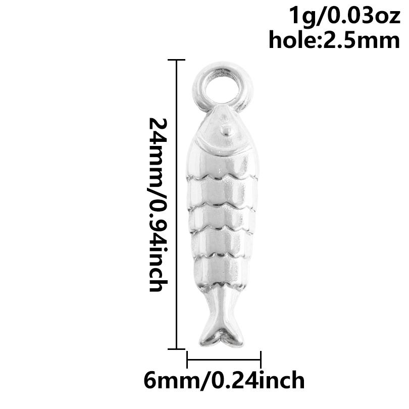 6pcs Different Bone Tail Fish Charm Ocean Animal Pendants Stainless Steel Charms For Jewelry Making Supplies Handmade Materials
