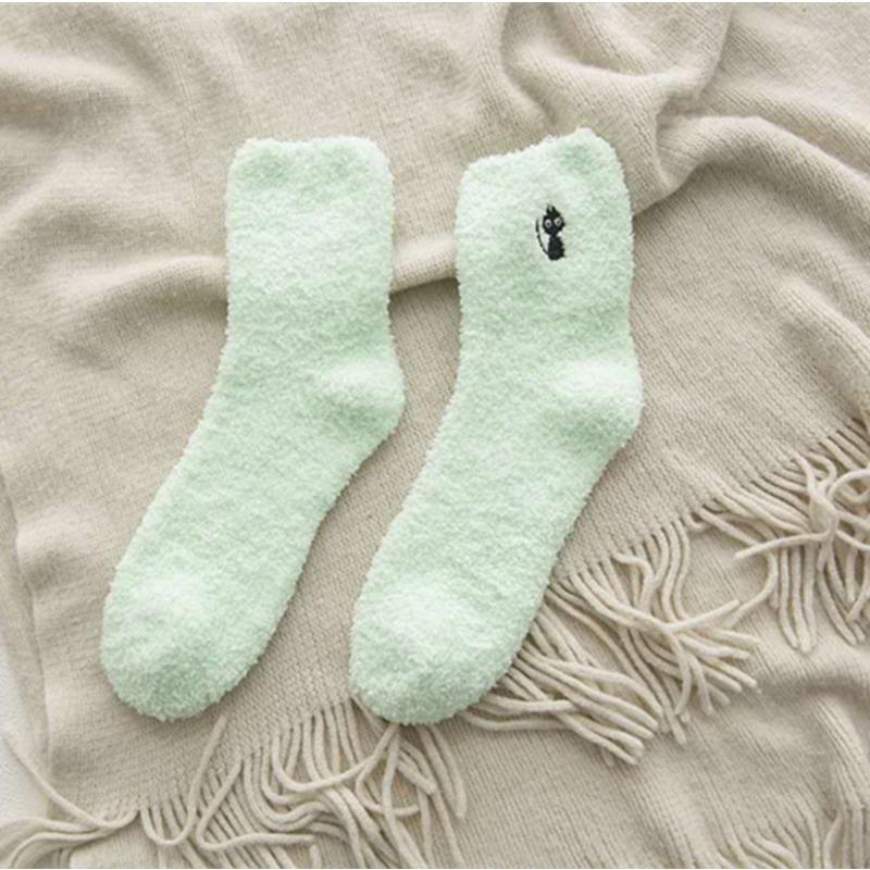 Winter Embroidery Deer Thickening Cotton Women Socks Plush Warm Funny Sleep Cute Sock
