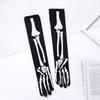 Unisex Winter Adult Halloween Skeleton Skull Full Finger Long Gloves Glow in The Dark Stretch Cosplay Goth Mittens Accessories