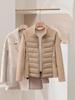 Women's Sporty Spliced Cotton Jacket - Warm Stand-Up Collar, Slim Rib, Lightweight Winter Outdoor Coat for Yoga
