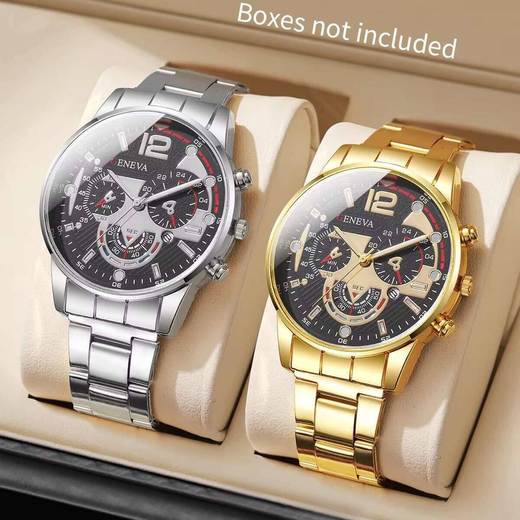 2PCS/Set Fashion Men Business Watches Luxury Analog Quartz Watch With Calendar For Men's Clock Reloj Hombre