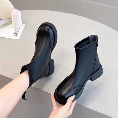 Mode Herbst Winter Stiefeletten Frauen Britannien Retro Runde Kappe Mode Chelsea Stiefel Weibliche Neue Low Heels Plattform Schuhe Botas De mujer